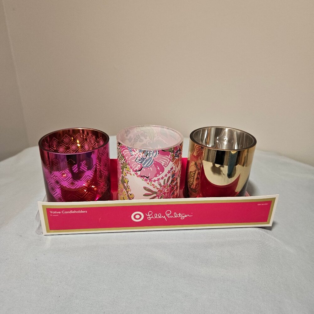 New In Original Packaging Box Lilly Pulitzer Votive Candle Holders
